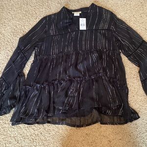Sweet Magnolia Black Blouse W Lurex